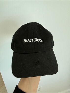 BlackRock Black Ballcap Hat 100% Cotton Black. Size One Size